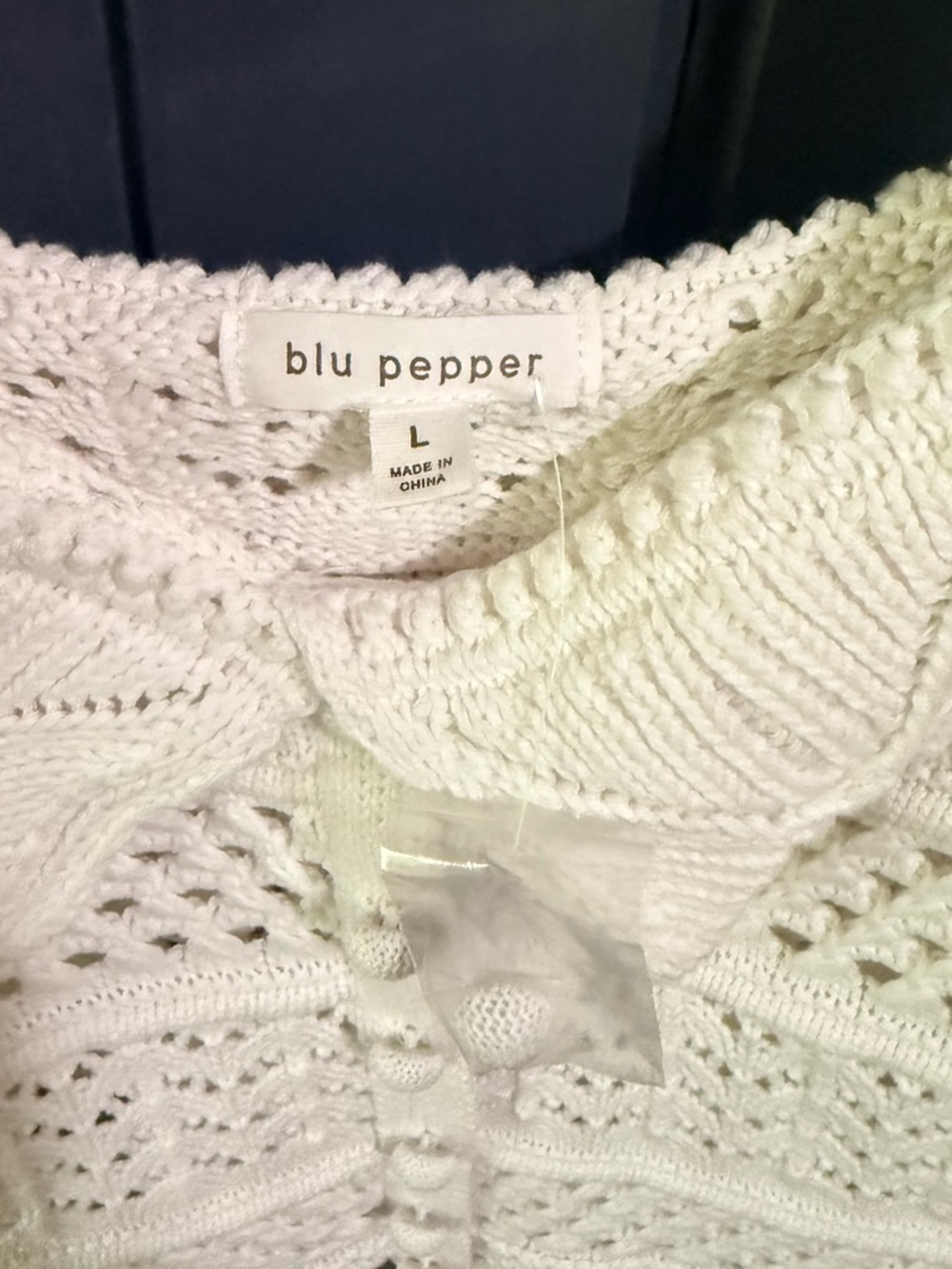 Cream Knit Button-Front Top with Ruffle - Picture 3 of 5